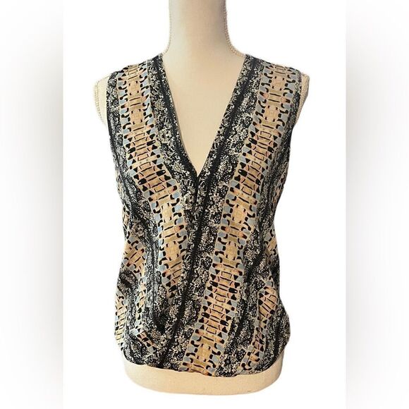 Marie Oliver Silk Sleeveless Blouse Size XS faux wrap snake print - Picture 1 of 7